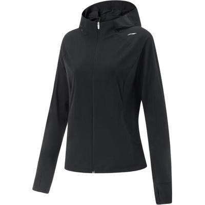 Li Ning Fitness Series Sport Casual Enkel Enfärgad Dragkedja Huvförsedd Vindjacka Dam Ytterkläder Svart AFDV286-1