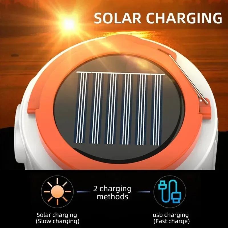 Solar Light Bulb Camping Solar LED Light USB Rechargeable 5Lighting Modes Tent Hanging Bulb for Outdoor Hiking Emergency Outage