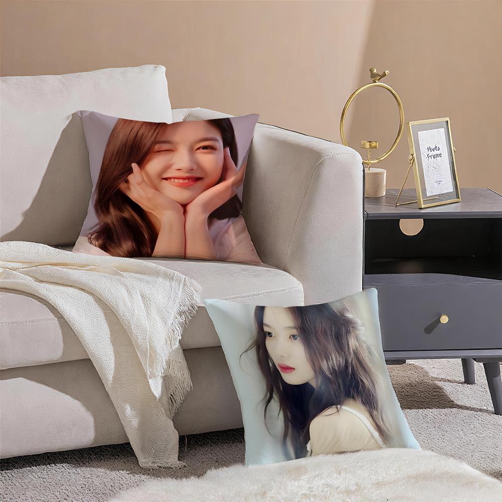 Hot Kpop Charming Korean Actor KKim Yoojung Cushion Cover Pillowcase Short Plush Invisible zipper Room Sofa Cushion Cover