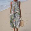 Women's Fashion Casual Sleeveless Round Neck Floral Elegant Temperament Dress