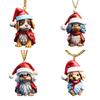 Cute Cartoon Christmas Elf Dog Hanging Ornament For Festive Car Decoration