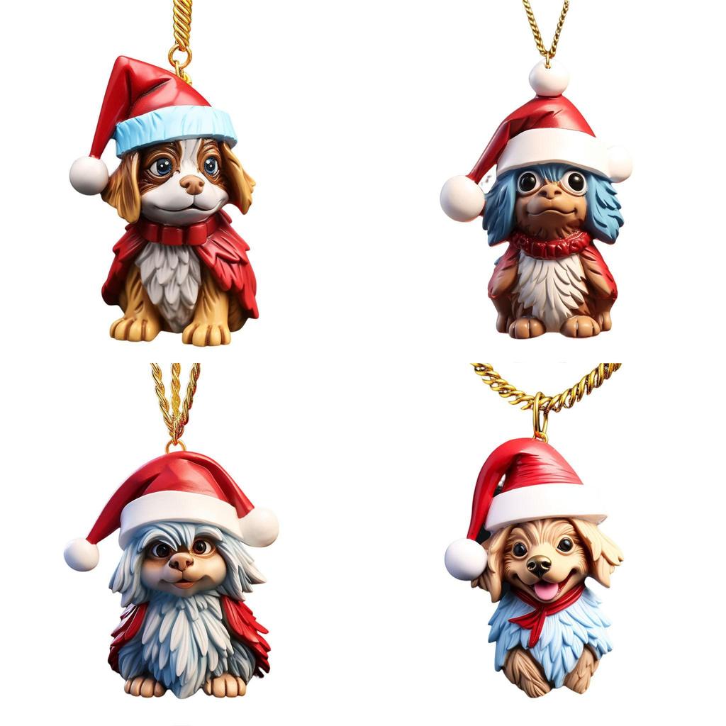 Cute Cartoon Christmas Elf Dog Hanging Ornament For Festive Car Decoration