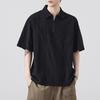 Retro Texture Short-sleeved Shirt Men's Polo Collar Japanese Pure Cotton Loose Short-sleeved Shirt