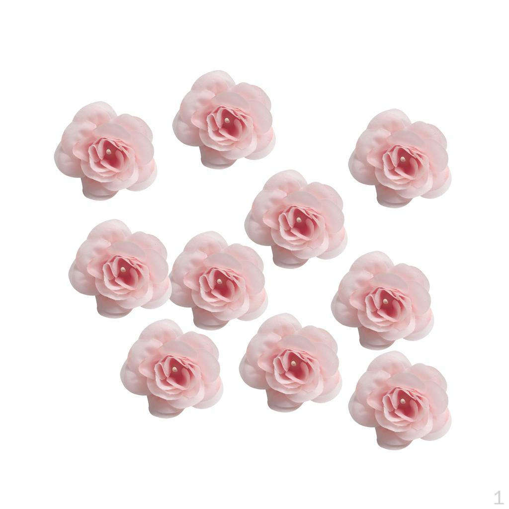 10 Pcs Artificial Rose Flower Heads Embellishments Bridal Wedding