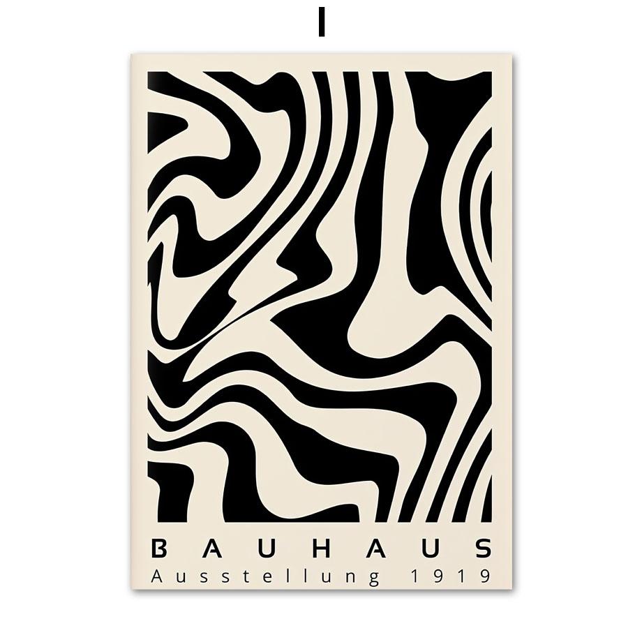 Bauhaus Exhibition Black Mid Century Modern Wall Art Print Abstract Canvas Painting Nordic Poster Wall Picture Living Room Decor