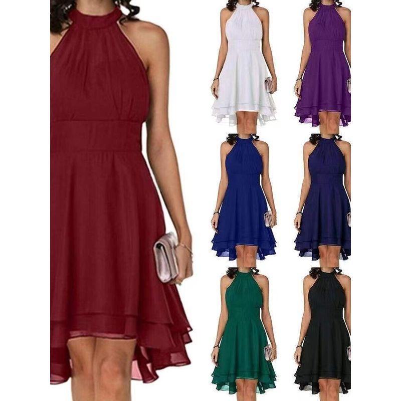 

2023 Fashion Solid Color Temperament Women s Dress Dress White S