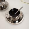 Korean Style Niche Coffee Cup and Saucer Set Retro Stainless Steel Coffee Cup Small Exquisite Posing Vlog Afternoon Tea Cup Sets