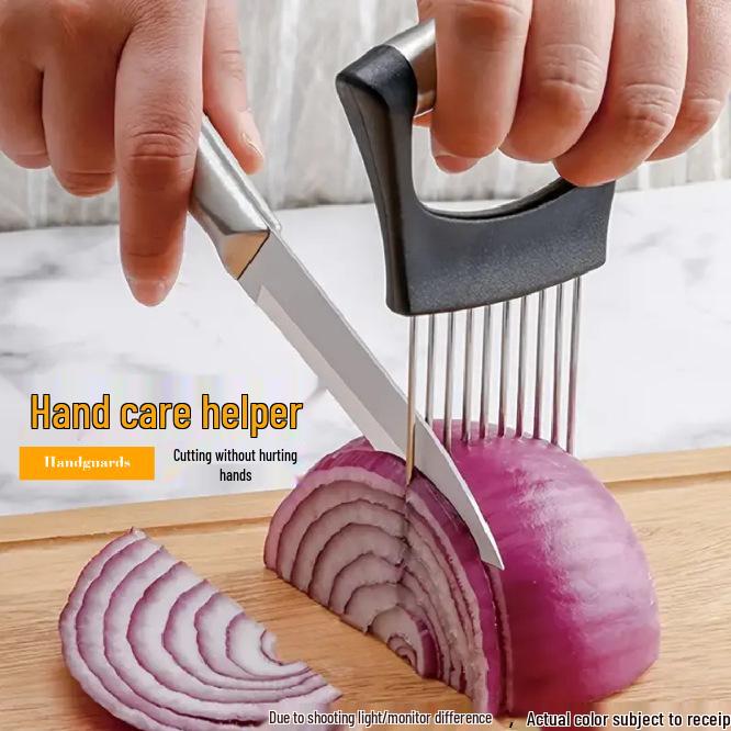 304 Stainless Steel Onion Holder & Meat Tenderizer - Vegetable Slicer Kitchen Tool