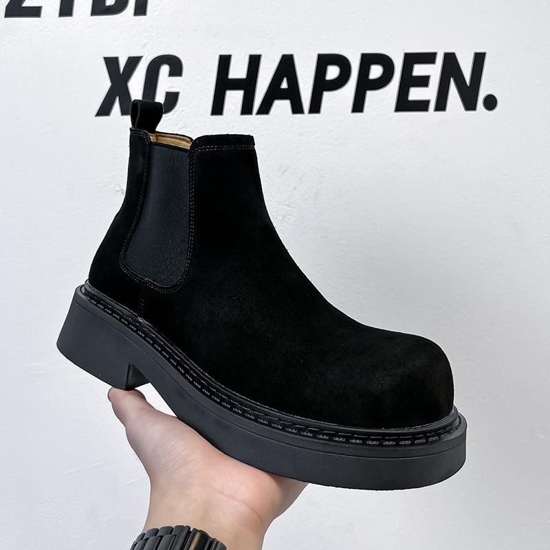

Короткие ботинки Chelsea на платформе 2025 года, новые интернет-знаменитости, осень и зима, коричневые ретро-ботинки Martin на платформе 22185-A 38 чёрный