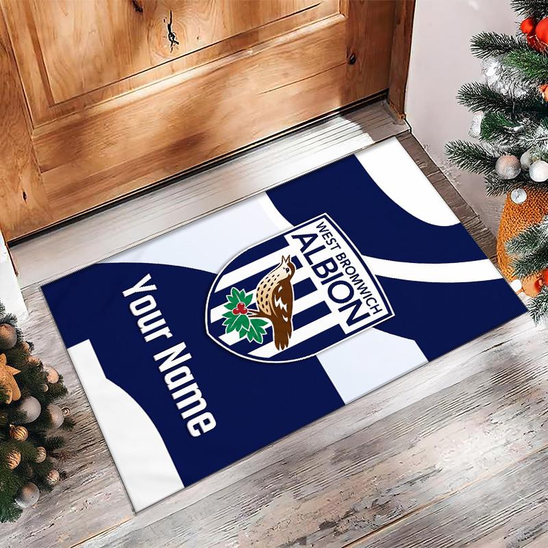 West Bromwich Albion FC Printed Crystal Velvet Rug Non‑Slip Crystal Velvet Carpet For Sofa Bedroom Indoor Home Decoration