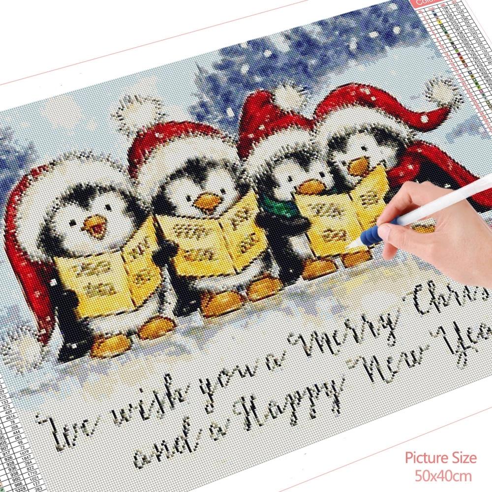 

HUACAN Алмазная картина Рождество Пингвин Настенное искусство Алмазная вышивка Мозаика Зимний снег Вышивка крестом Домашнее искусство Full Square 20*30 cm