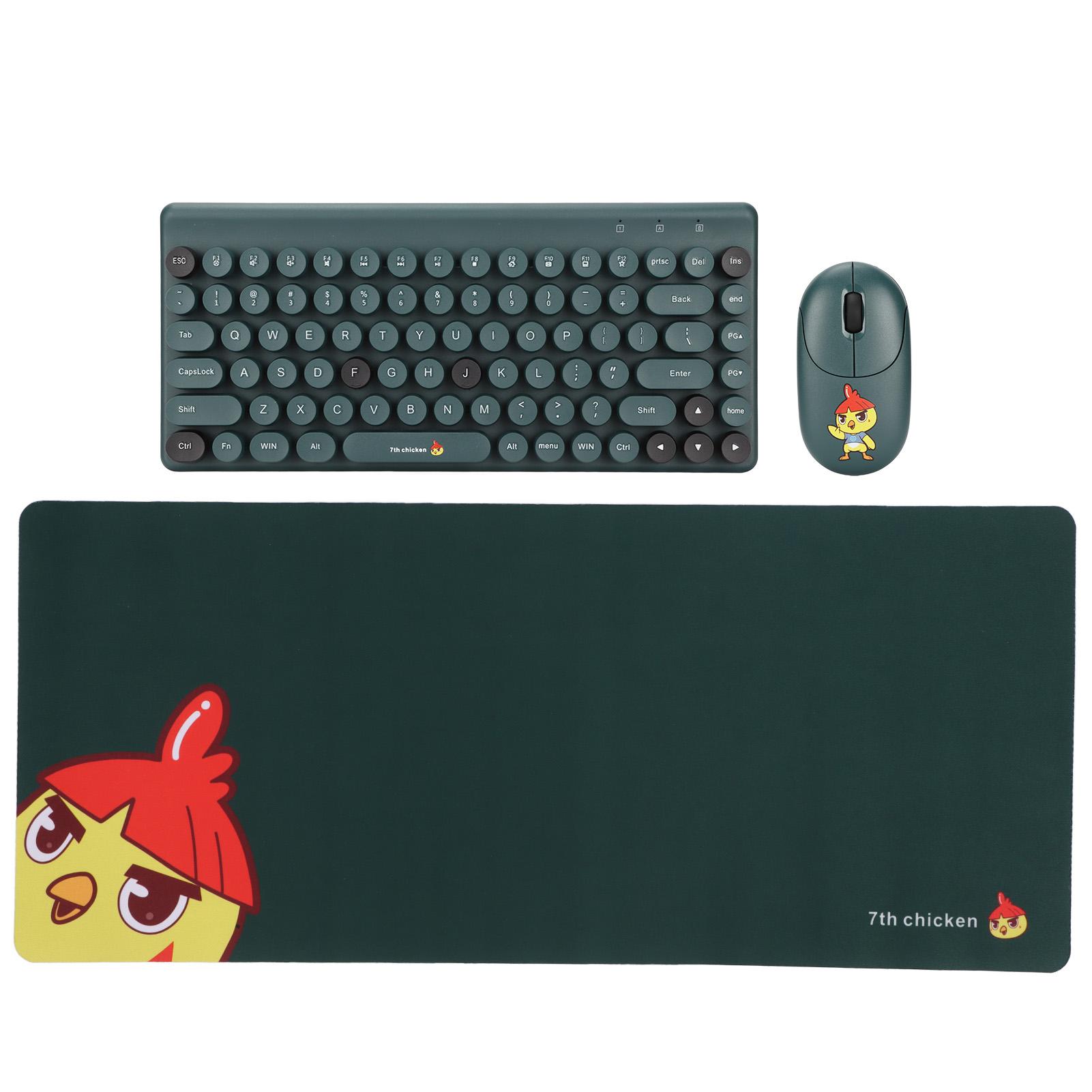 

Беспроводная клавиатура и мышь Combo Эргономичный дизайн 2.4G USB Бесшумный 86 клавиш Круглый кнопочный колпачок Беспроводной зелёный