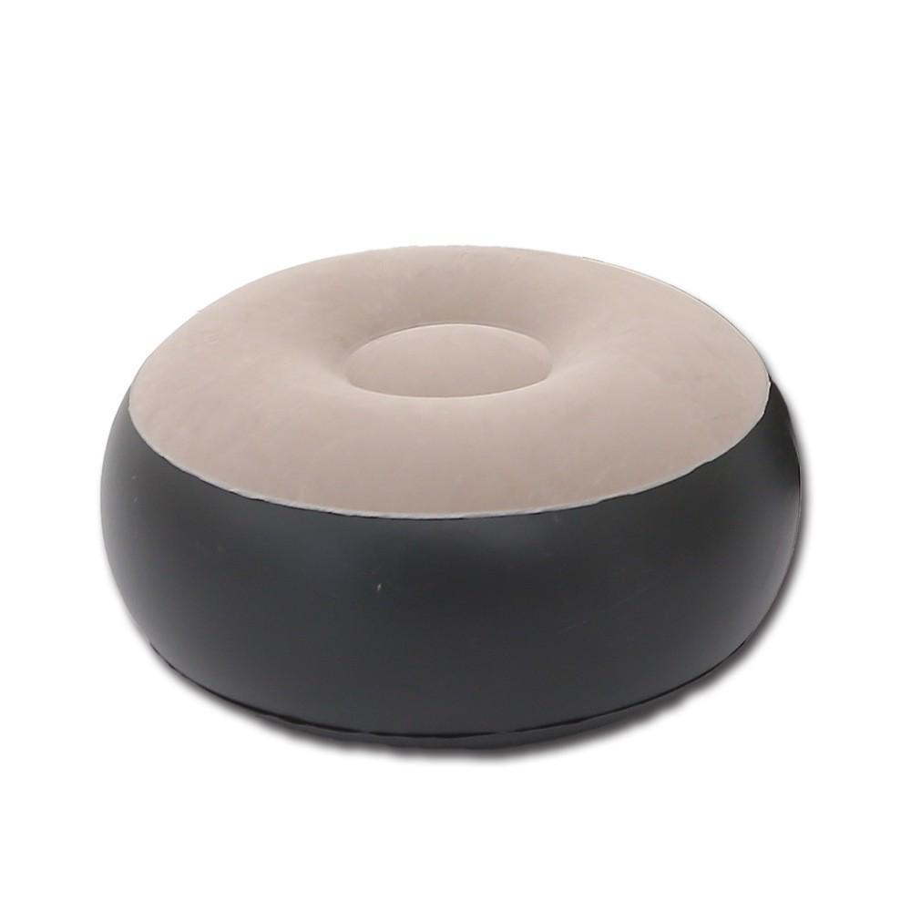 Inflatable Velvet Outdoor Sofa Footrest Stool - Foldable, Thickened, Round Design for Relaxation