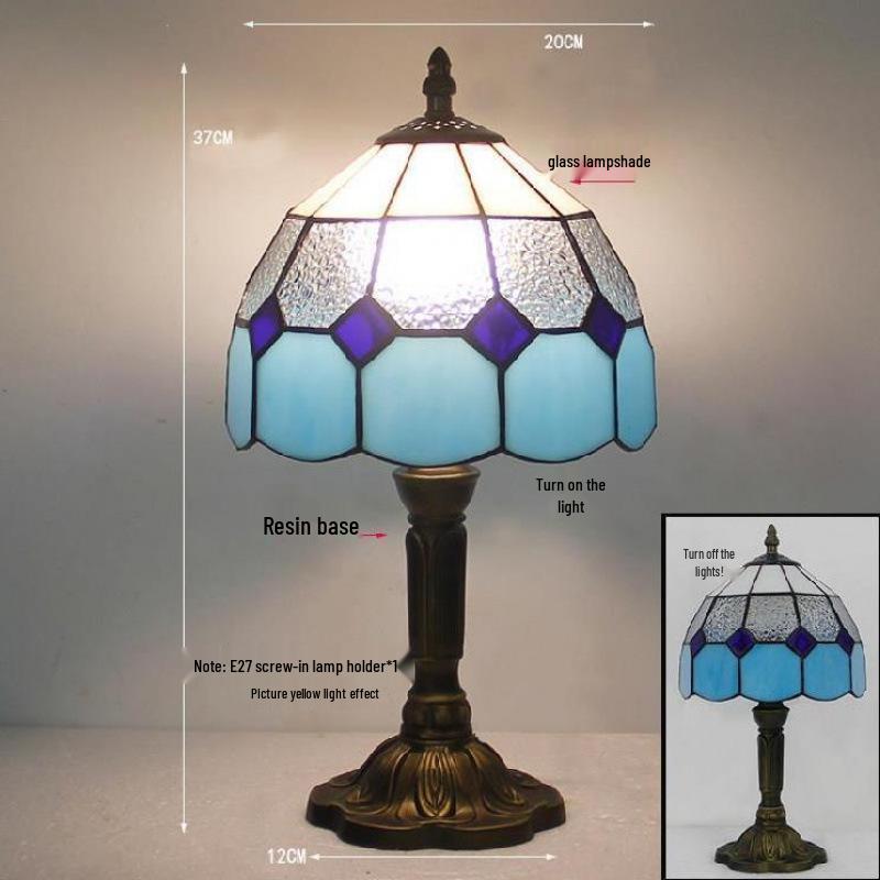 Retro Nostalgic Tiffany Bank Lamp for Living Room or Bedroom