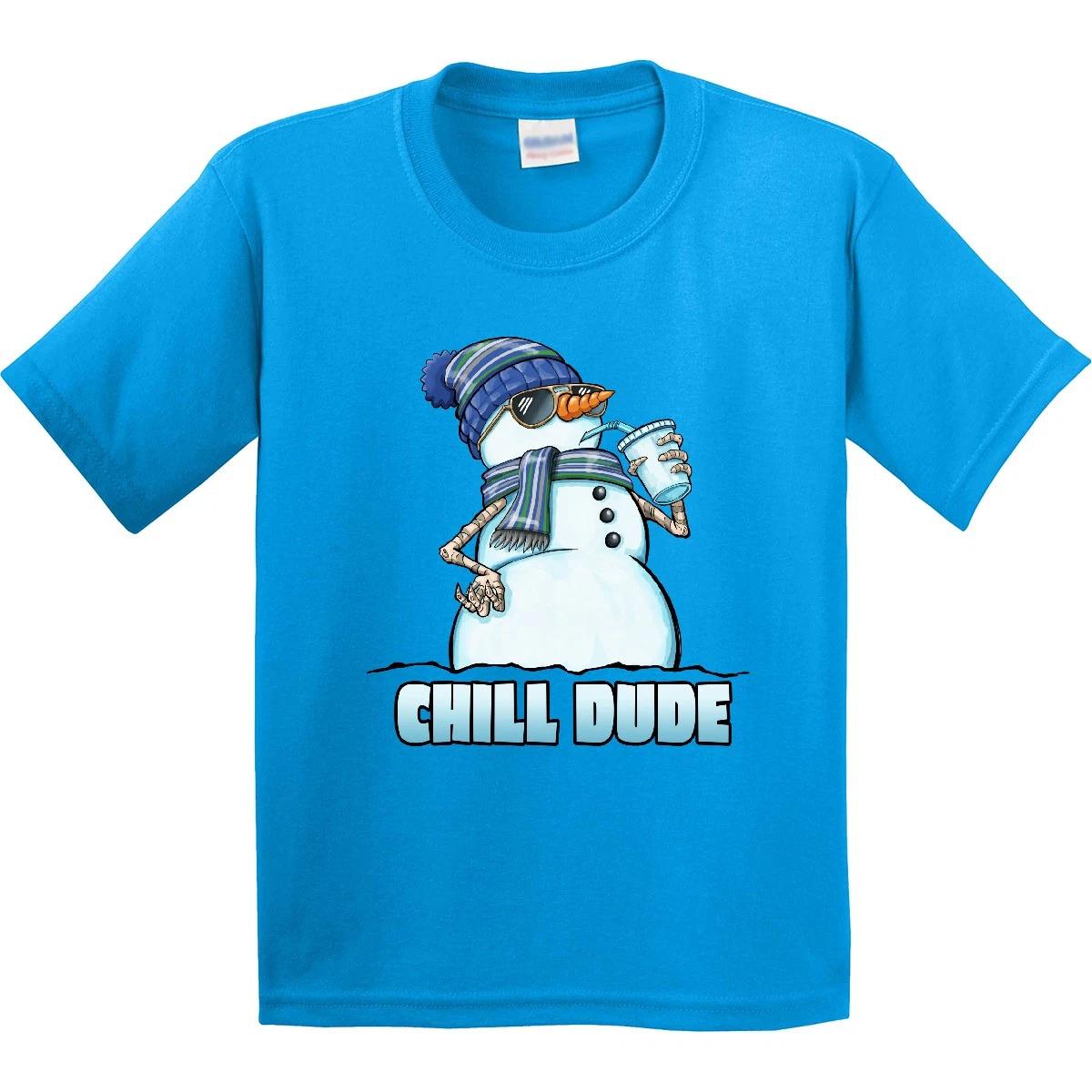 Inktastic Chill Dude- Winter Snowman Youth T-Shirt Christmas Holidays Merry Snow 100