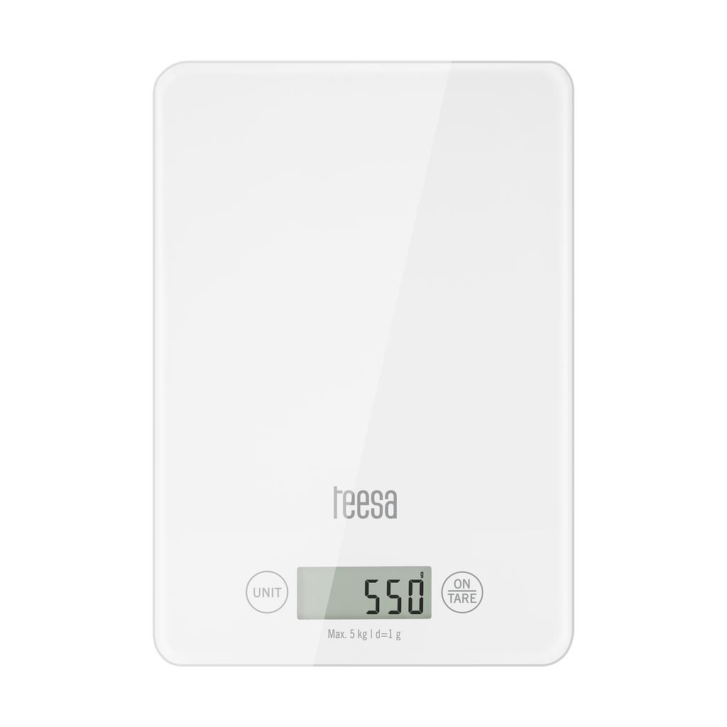 Teesa Lcd White Glass Kitchen Scale With Tare