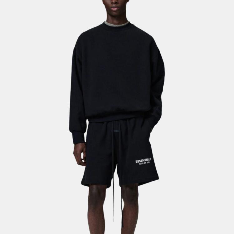 Fear of God Essentials Classic Fit Fleece Crewneck Jet Black Men Tops 192AS252040F