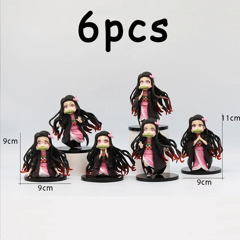 Q Posket Figure  Demon Slayer Mini Figurine 4-15pcs/Sets Kimetsu No Yaiba Small PVC Dolls Desktop Decoration