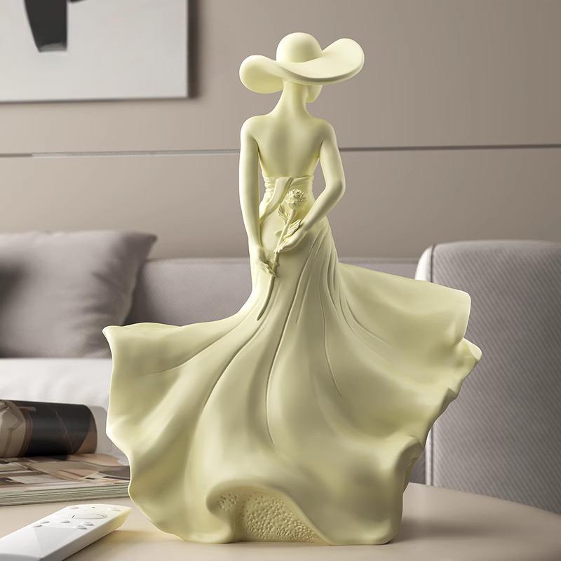 High-end Sculpture Cream Wind Figure Art for Home Decorations, Creative Simulation Resin Gift, Office and Study Living Room, 1Pc