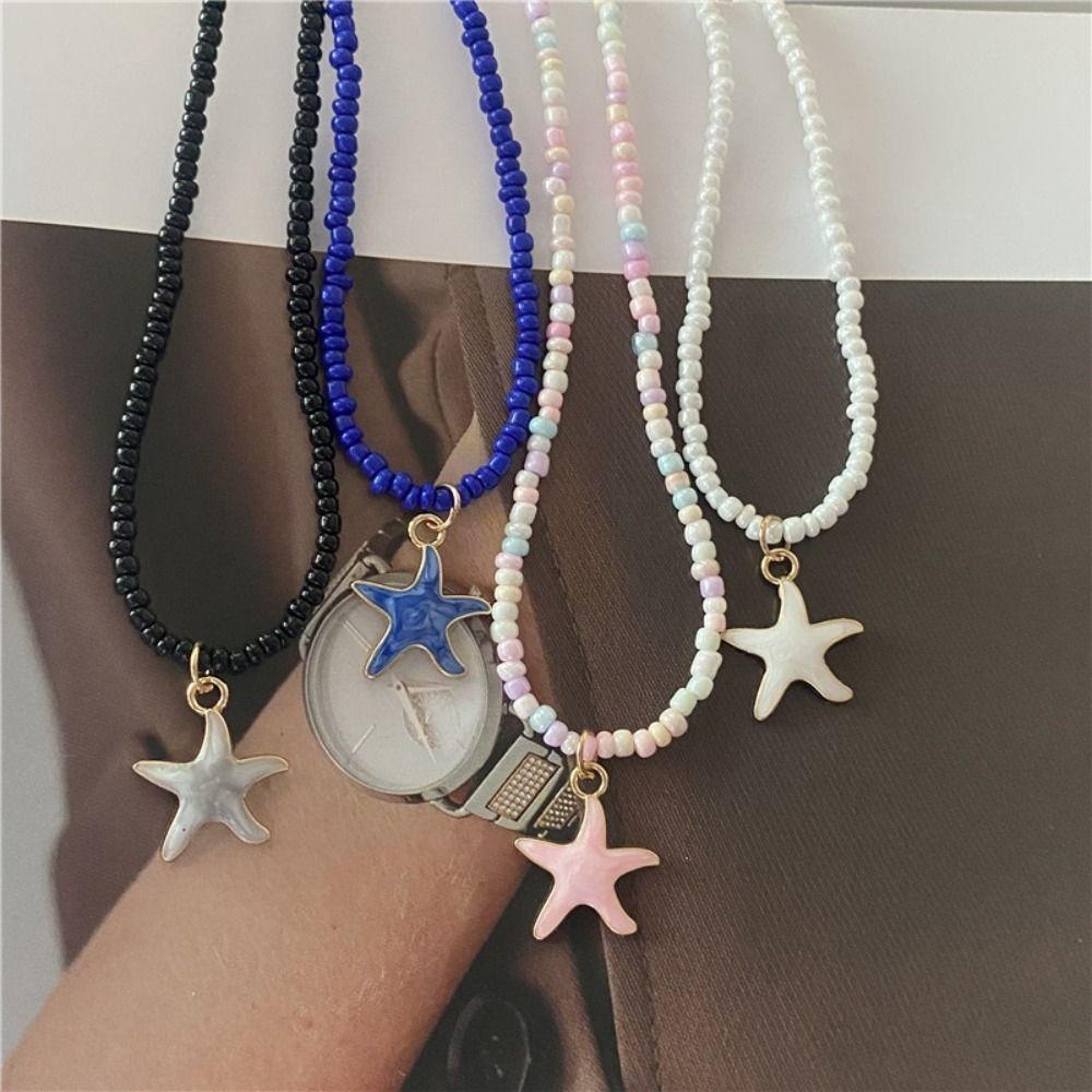 Starfish Spring Summer Necklace Short Neck Choker Chain Cute Pendant Necklace  for Women Girls