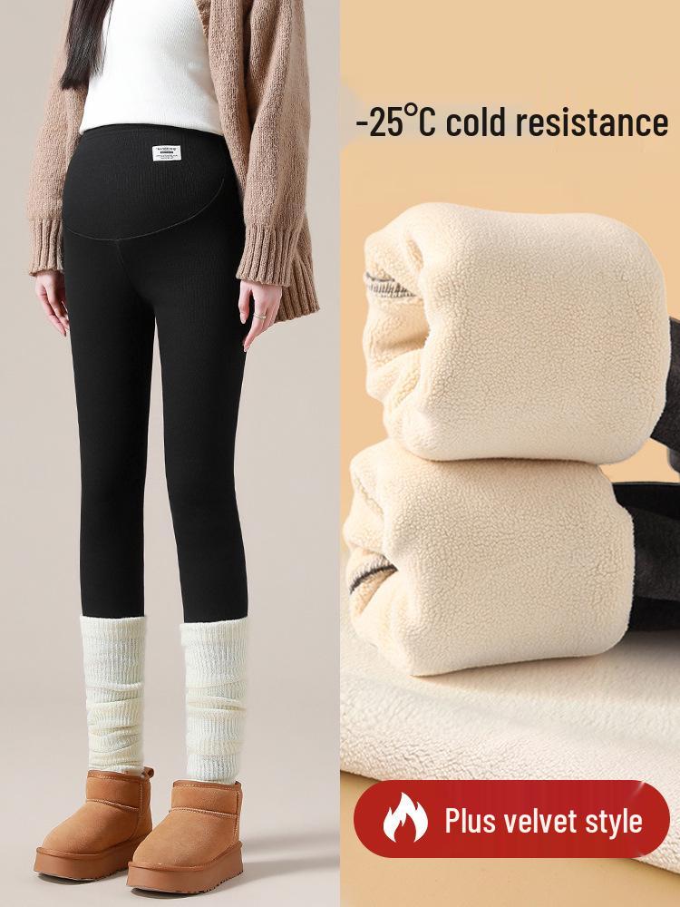 2025 Women's Plus Size Winter Maternity Leggings with Fleece Lining