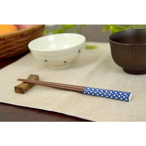 Aoba Children's Chopsticks, Dishwasher Safe, Natural Wood, Period, Blue, 19.5cm