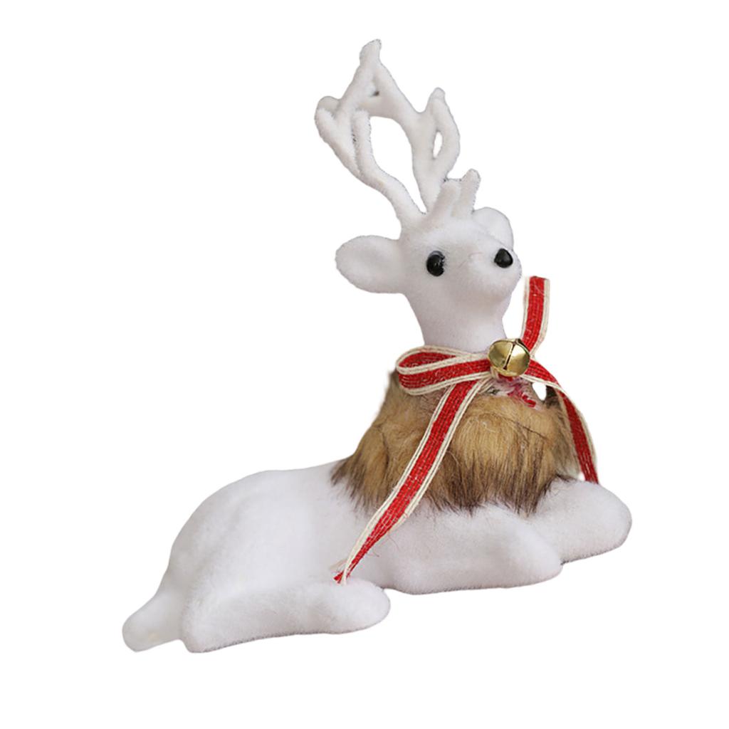 Realistic White Reindeer Ornament Durable White Reindeer Figurine Ornament For Christmas Window And Table Display