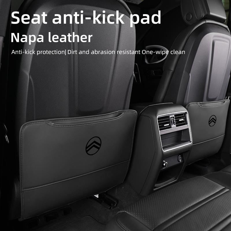 Car Seat Back Protective Mat Anti-kick Pad With Storage Pocket Accessories For Citroen C1 C2 C4 C3 C5 Berlingo Celysee Cactus