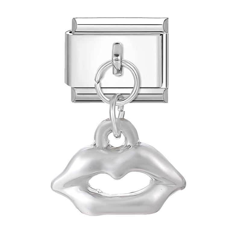 Fashion Heart Lips Bow Knot Feet Fishbone Pendant Italian Charm Link Fit 9mm Stainless Steel Bracelet DIY Making Men Women Gifts