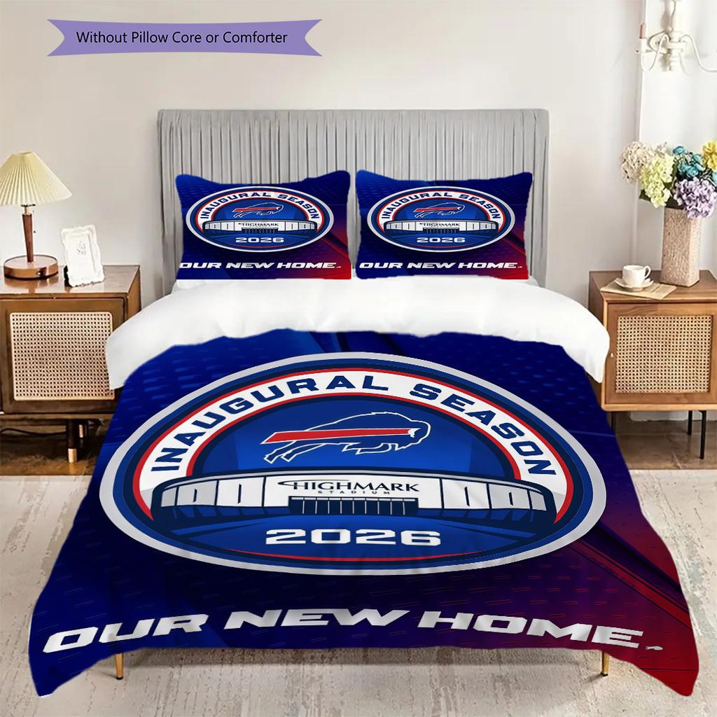 Set di tre pezzi Spirito di squadra Buffalo Bills(1 * copripiumino + 2 * federa, senza nucleo)Set biancheria da letto Morbido e confortevole Copripiumino e federa