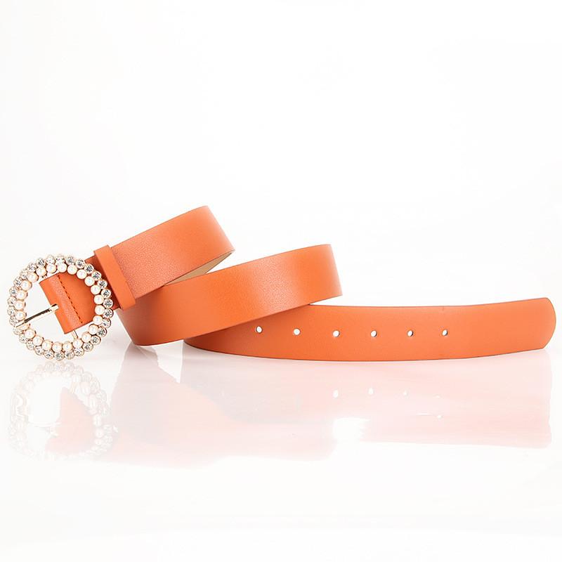 

Ladies Pu Leather Pearl Belt With Alloy Buckle For Elegant Dress Outfit