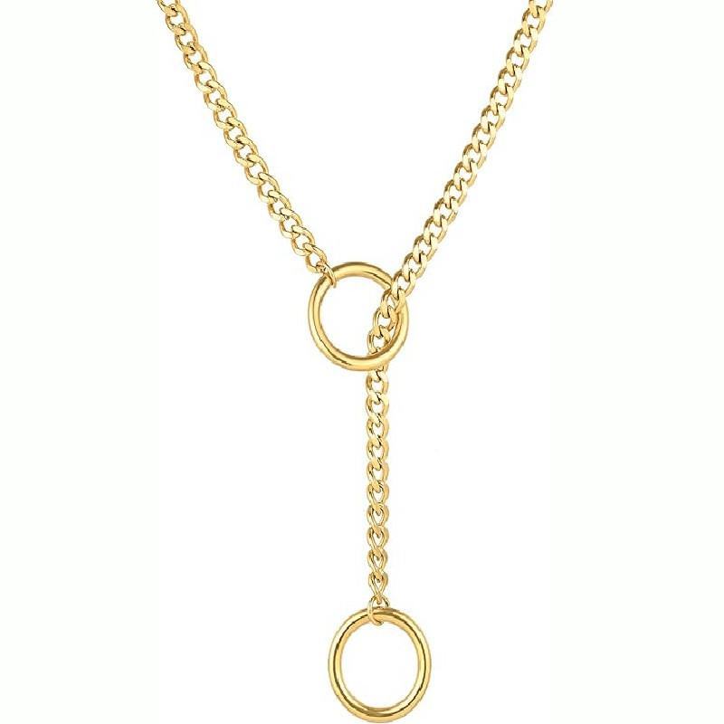 Gothic Punk Style Stainless Steel Heart And Circular Pendant Chain With Electroplating For Fashion