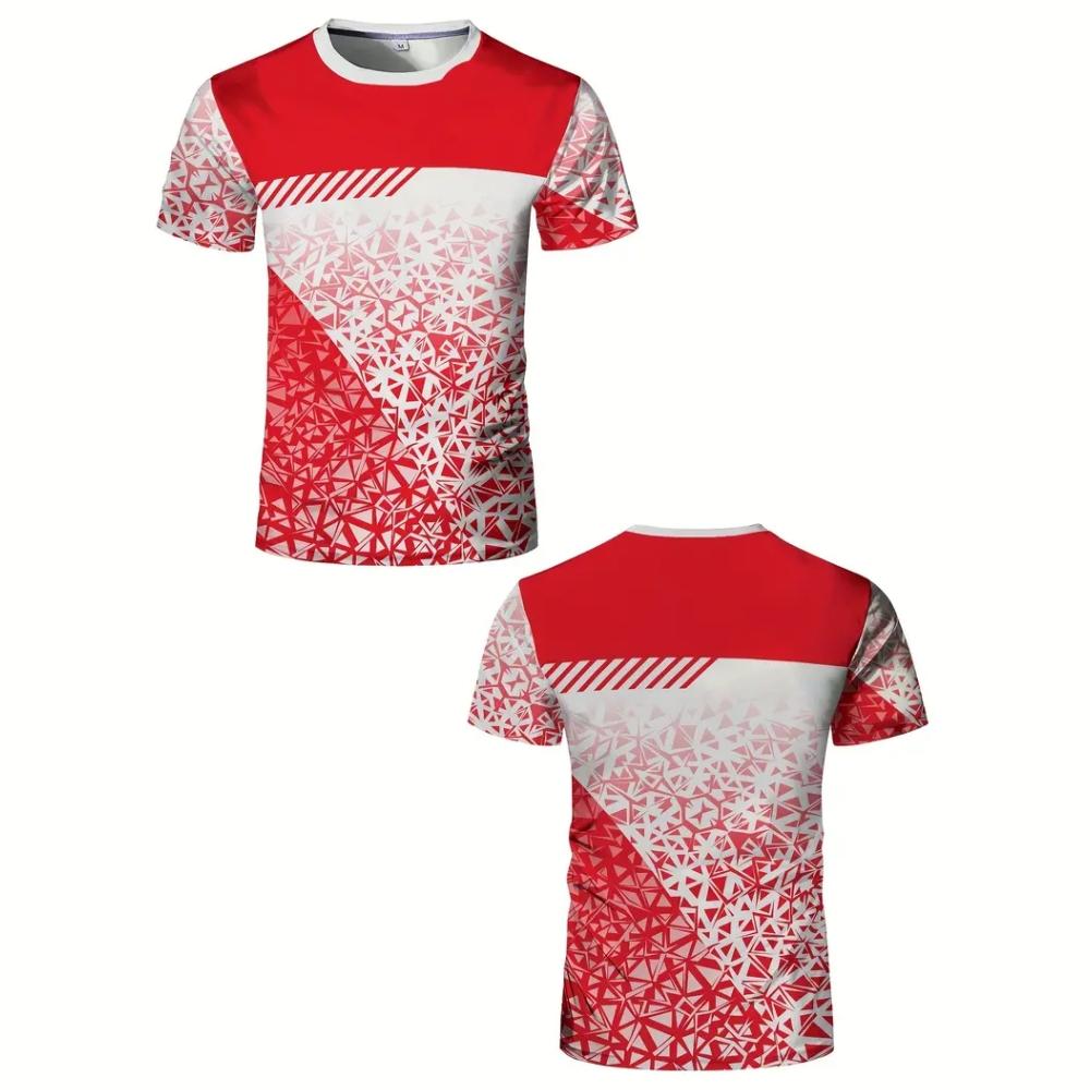 Fitnessstudio Mann T-Shirt Geometrische Farbblöcke Druck Sport Fitnessstudio Kurze Ärmel T-Shirts Schnell Trocknend Laufen Männer Übergroße Kleidung