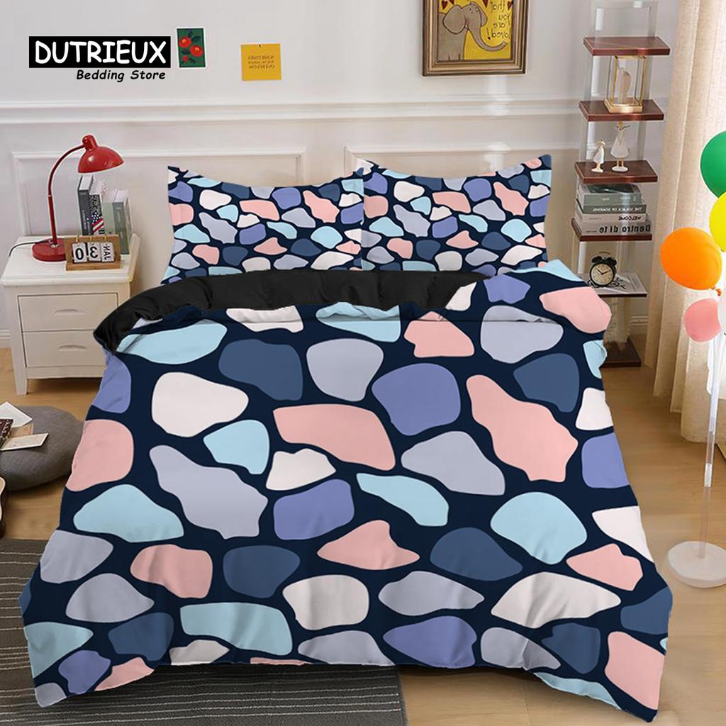 Comforter Marble Geometric Pattern Print Bedding Set Microfiber Comforter Double Queen For Adults Kids Bedroom Decor