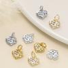 2Piece/Lot 14/18K Gold Color Plated Heart Shape Pendants with Zircon for DIY Bracelets Necklace Jewelry Making Accessories