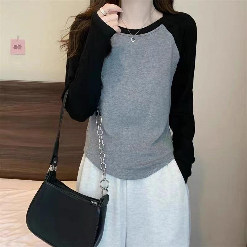 

Women s Retro Colorblock Raglan Slim Knit Top - Sweet & Spicy Long Sleeve Shirt M 85-120kg