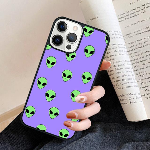 Cartoon Alien Phone Case Cover For iPhone 17 Air 16 15 14 Plus 12 13 Pro Max Coque Shell Fundas