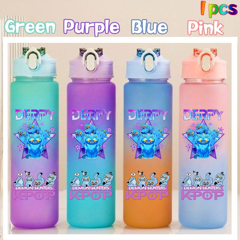 750ML KPop Demon Hunters HUNTR/X Rumi Mira Zoey Jinu Colore Degradé Tazza Acqua Bambino Borraccia con Cannuccia Saja Ragazzi Tigre Regalo