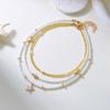 Fashionable Natural Shell Pearls Elastic Jewelry Triple Wear Neck Chain Wrist Ankle Decoration Coastal Styles Use