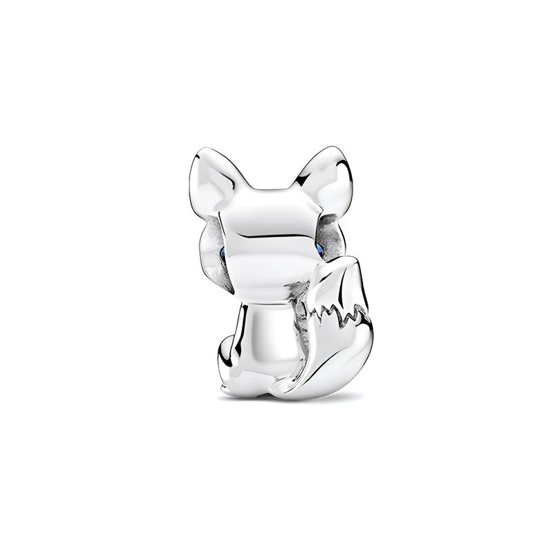 Pandora Silver Blue Eyed Fox Charm 925 Silver Pendant Women's 799096C01
