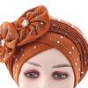 Shiny Lady African Headtie Skin-friendly Rhinestone Knot African Headwrap for Daily Life