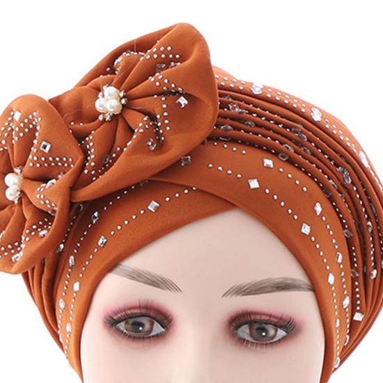 Shiny Lady African Headtie Skin-friendly Rhinestone Knot African Headwrap for Daily Life