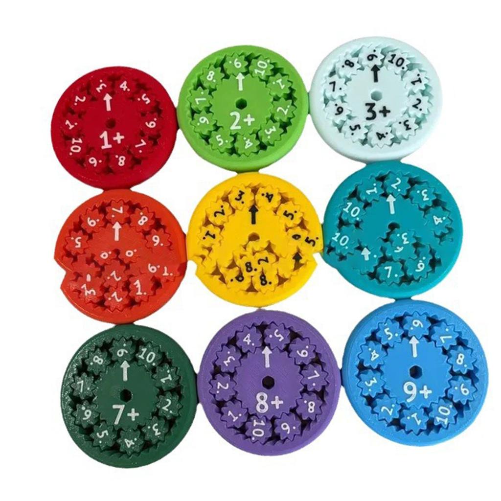 9Pcs Math Facts Fidget Educational Learning Rotary Toy Whirligig for Kids Chat Game Addition