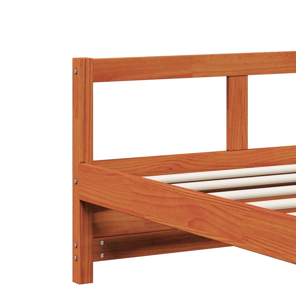 Daybed with Mattress Wax Brown 90 x 200 cm Solid Pine Wood