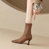 Vintage Women Ankle Boots Fashion Pointed Toe Shoes Autumn Winter High Heel Ladies Elegant Stretch Slim Short Booties