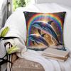 Sonnenuntergang Delfine Tänzer Meeresbewohner Delfin Quadratische Kissenhülle Kissenbezug Kissen Reißverschluss Dekorative Zierkissen für Zuhause Sofa
