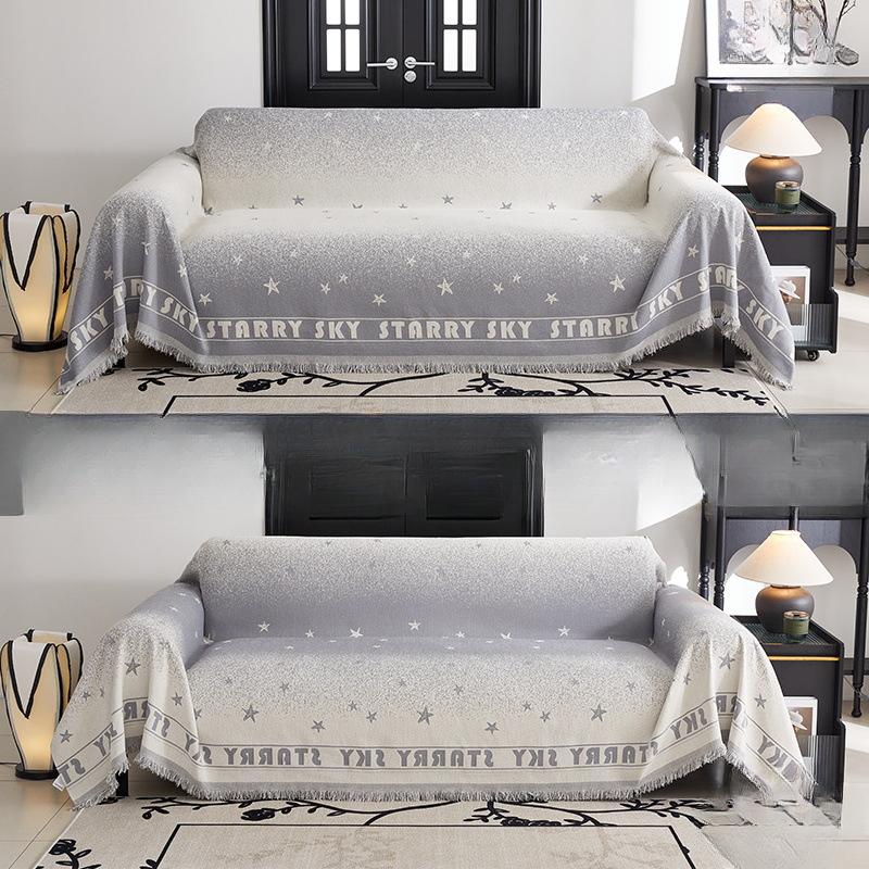 

INS Sofa Cover Towel Universal Four Seasons Simple Modern Sofa Blanket Cushion Backrest Towel Soft Comfortable Washable 180*130cm серый