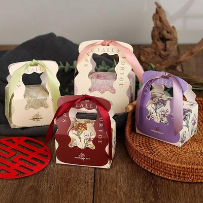 10 Pezzi Nastro di Seta Portatile Carta Matrimonio Regalo Borsa Pieghevole Scatole Souvenir Scatola Caramelle Cioccolato Portatile