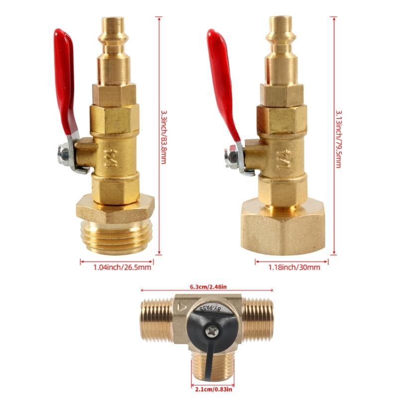 RVs Water Heater By-Pass Valves Kit with Thread Adapter Sealing Tape For Campers Hot Water System Easy Installation
