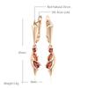 Fashion  Rose Gold Color Long Dangle Earrings For Women Unique Red Natural Zircon Accessories Vintage Wedding Jewelry